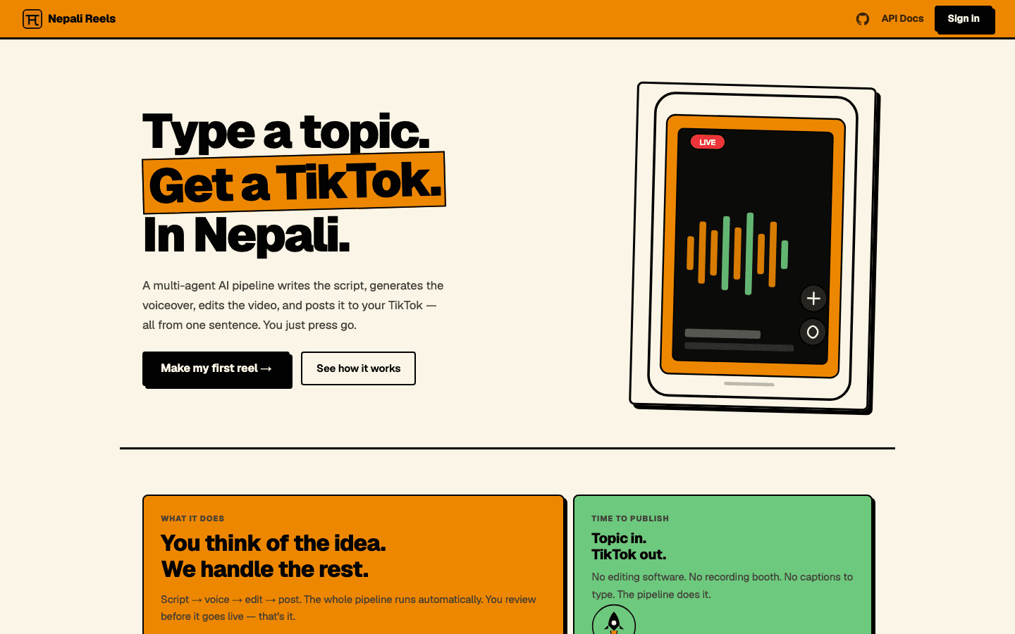 Nepali Reels — Automated content creation platform
